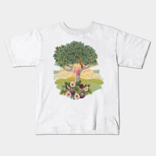 Girl Reading in Fig Tree Kids T-Shirt